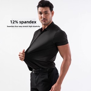 Camicia da Uomo a Maniche Corte Altamente Elastica e Resistente alle Pieghe, Non Necessita di Stiratura, Modello Quadrato - Product Image 3