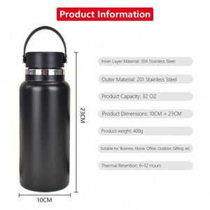 Bouteille isotherme en acier inoxydable de grande capacité 32 oz, tasse de voyage thermique moderne pour usage extérieur, cadeau - Product Image 3