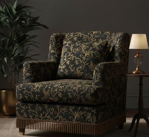 Ornate Gold Bird Furniture Upholstery Fabric By The Yard Decorative Nature Inspired Printed Textile For Dining Chair <b>Bench</b> - Product Image 1