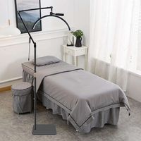 Lampe LED demi-lune pour technicien des cils, 20 pouces, sur pied, rotation halo à 360°, température de couleur réglable, alimentation AC/DC, intensité variable via télécommande