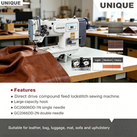 Machine à coudre industrielle à double aiguille à point noué à alimentation par entraînement pour cuir UNIQUE GC20606DD-2N de haute qualité