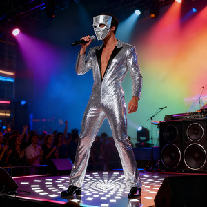 Masque miroir en plastique pour les fêtes, Halloween, carnaval, effet lumineux, masque tendance avec design mosaïque - Product Image 4