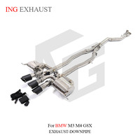 ING pour BMW M2 M3 M4 G80 G82 G87 S55 S58 3.0T Catback SUS304 Version Améliorée avec Sortie Centrale et Quatre Tuyaux d'Échappement