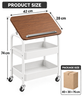Petit chariot de rangement mobile à 3 niveaux en métal avec 4 roues et plateau pour la maison, la cuisine, la salle de bain