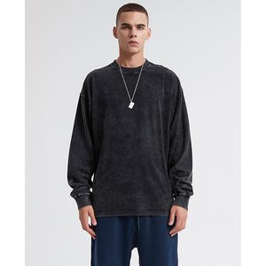 Sweat-shirt à col rond surdimensionné pour homme FOXA, 100% coton, respirant, tricoté, vintage, effet délavé, confortable - Product Image 2