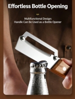 Éplucheur multifonction manuel haut de gamme avec manche en bois – Ustensile de cuisine en acier inoxydable avec fonctions d'épluchage, d'ouverture de bouteilles et de peigne