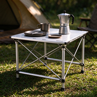 Table pliante tout-terrain, entièrement en aluminium, résistante à l'eau, pieds réglables en hauteur, portable, pour le camping en plein air, table de pique-nique