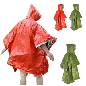 JQ户外斗篷应急雨披用品和救生包 (绿色 + 橙色)