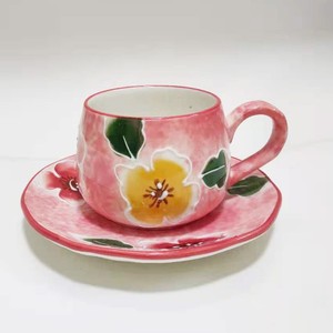 European Retro Luxury 10 oz Ceramic Tea & <b>Coffee</b> Cup Plate <b>Set</b> Hand Drawn Floral Pattern Cups Under Glazed Tea <b>Mug</b> - Product Image 2