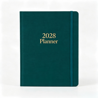 Agenda personnalisé 2028, couverture rigide en tissu lin, agenda avec bande élastique, dorure à chaud