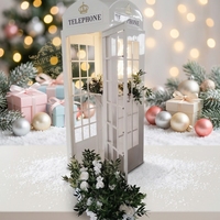 Offre Spéciale : Cabine Téléphonique Européenne Moderne de Londres en Métal Rose et Blanc, Couleurs Personnalisables, Décoration de Mariage