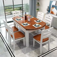 Nouvelle conception de meubles de maison, table à manger ronde rotative classique en bois massif