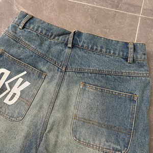 Jorts <span class=keywords><strong>de</strong></span> Mezclilla para <span class=keywords><strong>Hombre</strong></span>, Estilo Vintage, Verano, <span class=keywords><strong>Corte</strong></span> Recto, Tejido, Costuras a Vista, Dobladillo Deshilachado, Desgastado, Bordado, Lavado Ácido, Venta al Por Mayor - Product Image 3