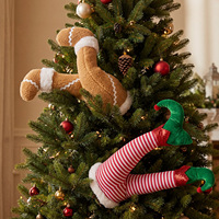 Ornement de Noël transfrontalier en polyester, motif Grinch et Bonhomme en pain d'épices, à suspendre, rayures rouges et blanches, pour fête festive