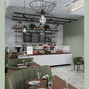 ชุดเฟอร์นิเจอร์เบเกอรี่พร้อมไฟ LED ตู้โชว์เค้กเย็นและเคาน์เตอร์ร้านกาแฟทำจากไม้ปรับแต่งได้ - Product Image 1