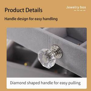 Acrilico trasparente in velluto gioielli portaoggetti anelli collane espositore portagioie con cassetti Top trasparente - Product Image 6