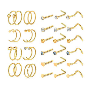 Stainless Steel <b>Nose</b> Stud <b>Ring</b> Set Heart Shape Geometric Design For Piercing Jewelry Gift 0.8*8MM Prong Setting - Product Image 1