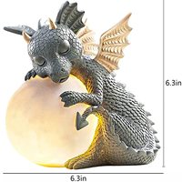 Statue de dragon de jardin Ganen, sculptures de dinosaures en résine-Figurines de dragon de jardin mignonnes avec lumières LED