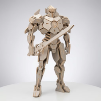 Statue de robot en bois massif assemblée, artisanat en bois fait main, œuvre d'art autoportante, décoration moderne pour la maison, idéale comme souvenir ou cadeau