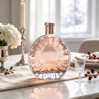 Bouteille en verre cristal ronde de 700 ml avec bord perlé, idéale pour le brandy, le whisky et les emballages cadeaux haut de gamme