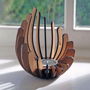 High Quality Handcrafted Wooden <b>Tea</b> <b>Light</b> <b>Holders</b> with Rustic Finish Customizable for Christmas Home Decoration - Product Image 1