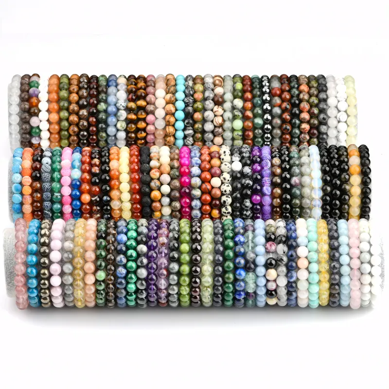 Bracelet extensible de perles rondes de pierres précieuses perlées d'énergie de guérison à la main adapté aux cadeaux de vacances