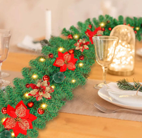 Guirlande de Noël scintillante avec boules, fleurs artificielles, verdure, décorations pour arbre, maison, fenêtre, porte, motif dauphin et étoile en tissu