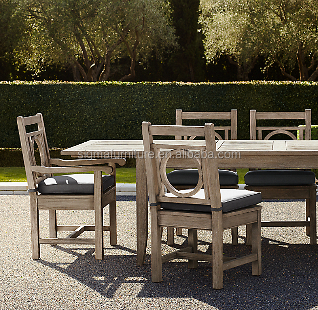High quality best selling classic dining chair designs teak wood garden patio armrest chair