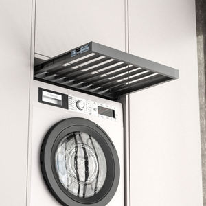 Kit de superposition pour lave-linge et sèche-linge en métal, universel, amélioré, avec étagère de séchage extractible pour buanderie - Product Image 1