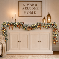 Guirlande de Noël en PVC floqué, guirlande lumineuse, ornement en forme de nœud, décoration pour porte, cheminée, fenêtre