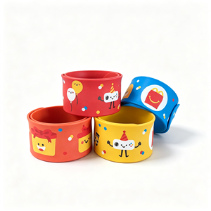 Bracelet claquant en silicone personnalisé avec logo imprimé, motif dessin animé, pour enfants, cadeaux promotionnels, fêtes d'anniversaire - Product Image 5