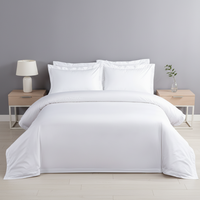 Parures de lit d'hôtel cinq étoiles personnalisées en gros – Housse de couette en satin tissé uni 100 % coton lavé, blanc, luxe, doux, 200 fils/pouce²