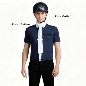 Chemises d'équitation pour hommes personnalisées, manches courtes, respirantes, anti-transpiration, col polo, vêtements d'équitation pour compétition - Product Image 1