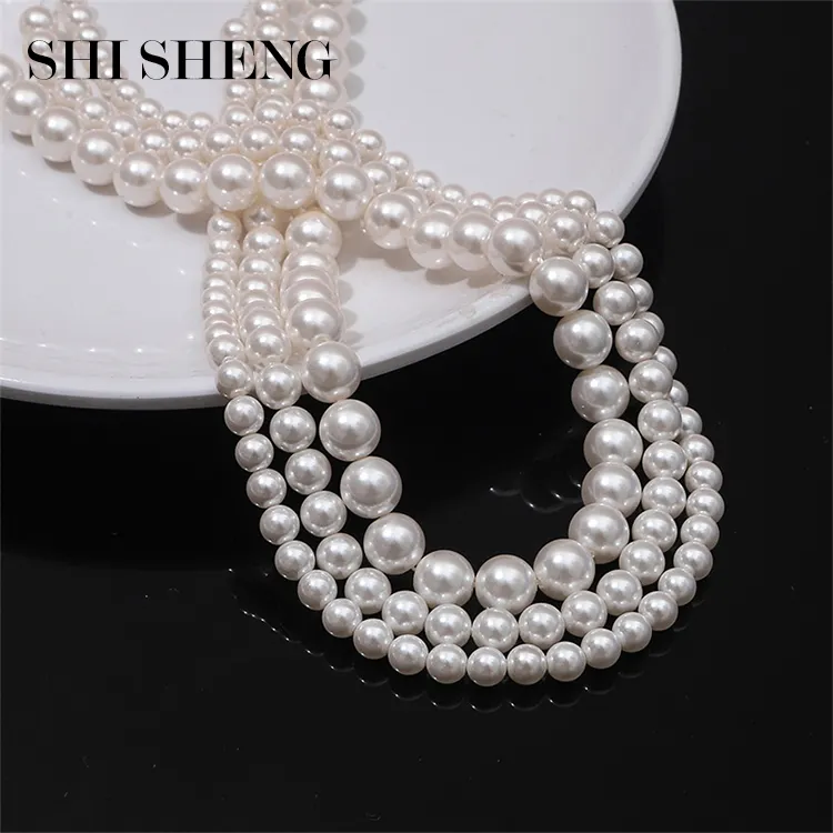 SHI SHENG perles d'imitation blanches perles rondes perles entretoises en vrac pour la fabrication de bijoux bricolage artisanat Bracelet collier