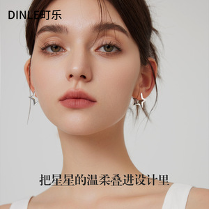 ต่างหูรูปดาวเงินทิเบตดีไซน์เรขาคณิตสำหรับผู้หญิงเครื่องประดับแฟชั่น - Product Image 4