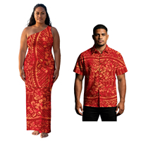 Ensembles de chemises Aloha pour couples, Puletasi polynésien pour hommes, robes Puletasi à épaules tombantes pour femmes samoanes, tenues tribales insulaires pour couples