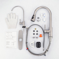 Robinet de cuisine en acier inoxydable 304 brossé nickelé, sans plomb, avec filtre à eau intégré, monocommande, à poser sur comptoir, pour usage hôtelier, avec fonction inversée