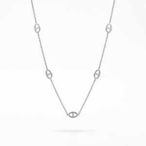 18K Gold Plated Stainless Steel Mariner Oval Cutout Link Cable Chain <b>Necklace</b>, Minimalist Light Luxury Women Clavicle Jewelry - Product Image 3