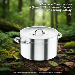 Casseruola in alluminio da 8 quarti con coperchio rotondo resistente per cucinare e infornare - Product Image 3