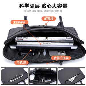 Oukchi Business Briefcase Oxford Cloth Zipper Large Capacity Waterproof Laptop <b>Bag</b> <b>Document</b> Case Customizable Logo - Product Image 4