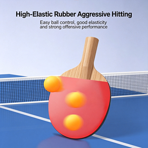 <b>Table</b> <b>Tennis</b> Rackets Set Red Black Long Pimples Rubber Solid Wood Handle Horizontal Grip Durable Eco-Friendly Universal Fit - Product Image 4