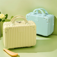 Valise de voyage portable mini 14 pouces à rayures tendance, grande capacité, bagage à main, trousse de maquillage avec fermeture éclair et serrure à code