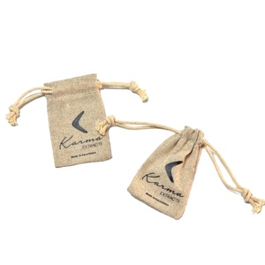 Sac à bijoux en lin et coton avec cordon de serrage et logo personnalisé, pochette portable pour ranger les colliers et les bracelets, pour la présentation des bijoux - Product Image 6