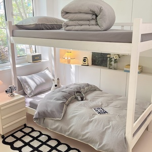 ชุดเตียงเดี่ยวและผ้าปูที่นอน3ชิ้นสำหรับหอพักนักศึกษาย้อมย้อมย้อมด้วยผ้าฝ้ายพิมพ์โลโก้แบบดิจิตอล/ลาย - Product Image 4