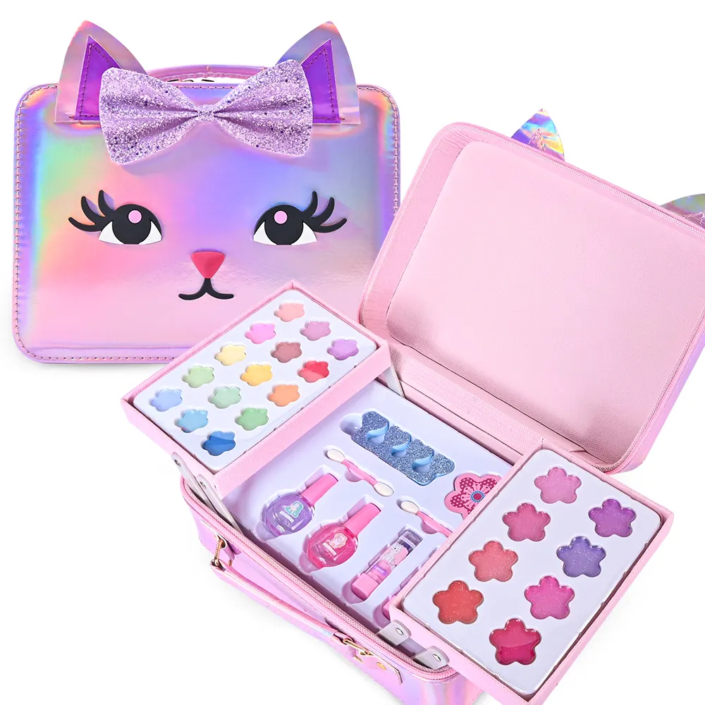 Kitty`s makeup sets toys non-toxic girls kit for baby cosmetic kids make up box