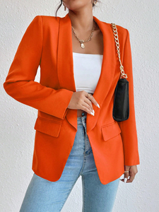 Herfst Winter Klein Kostuumjasje Top Blazer Populaire Midden-Oosterse Stijl met Polokraag Lange Mouwen Effen Kleur Voering Polyester - Product Image 4