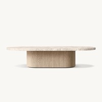 Meubles de salon modernes de luxe haut de gamme, table basse longue en marbre artisanal avec base en bois massif