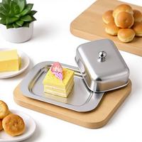 Porte-beurre en acier inoxydable de qualité supérieure avec couvercle, plateau solide pour beurre, couvercle anti-poussière pour table avec emballage en boîte