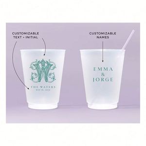 Vasos de Boda Personalizados Estilo ROMANCE, Reutilizables, Esmerilados, Irrompibles, Flexibles, Impermeables, con Impresión Digital, de Plástico para Estadios - Product Image 4