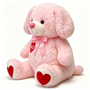 Peluche de cachorro rosa personalizado, peluche de perro rosa, peluche de cachorro de amor, peluche de perro de San Valentín, lindo peluche de perro rosa - Product Image 2